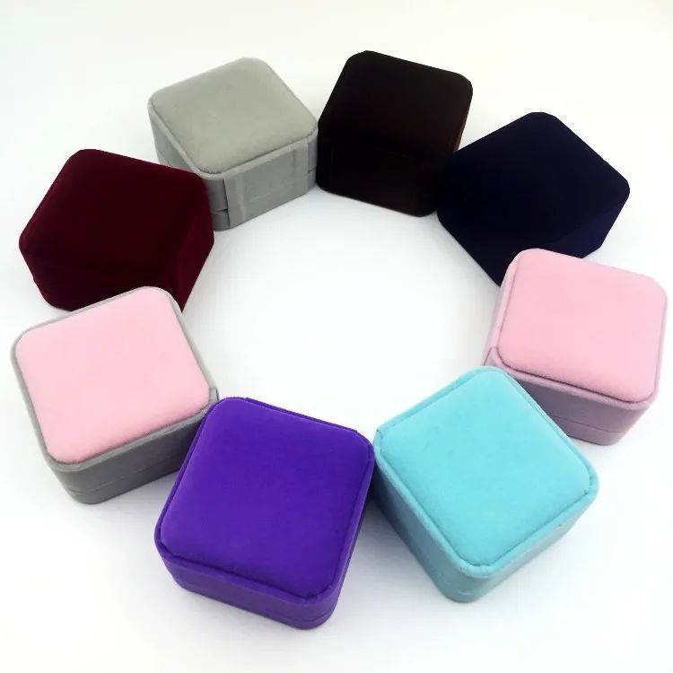 

RING BOX 2019 Autumn New style High-grade 7*7 swan velvet rounded flannel jewelry earrings&pendant necklace box wedding gift box