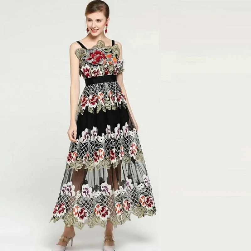 Женское длинное вечернее платье модельное знаменитостей с цветочным принтом