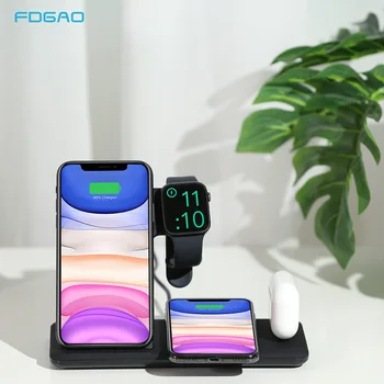 

Qi Wireless Charger Stand For iPhone 11 X XS Max XR 4 in 1 15W Fast Wireless Charging Station for Apple Watch 5 4 3 Airpods pro