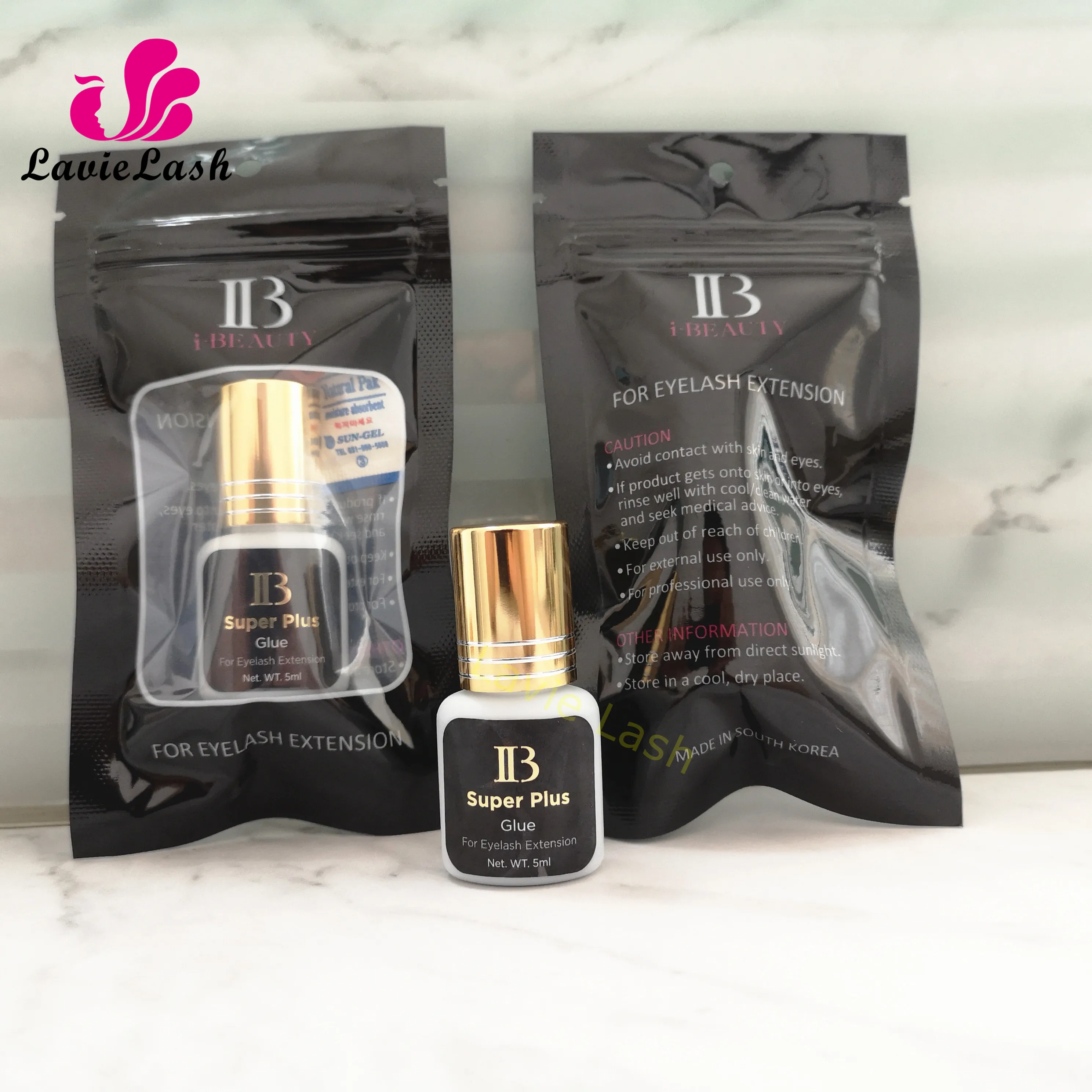 5pcs Original Korea IB Ibeauty Super Plus Glue 0.8s fast drying last 6 weeks For Eyelash Extensions Black Gold Cap 5ml | Красота и