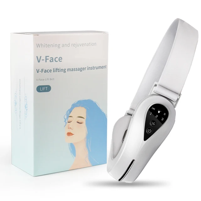 Face Lifting Machine Electric V-Face Shaping Massager Vibration Slimming Double Chin Reducer V-Line Cheek Lift Up Face Slimming white 01