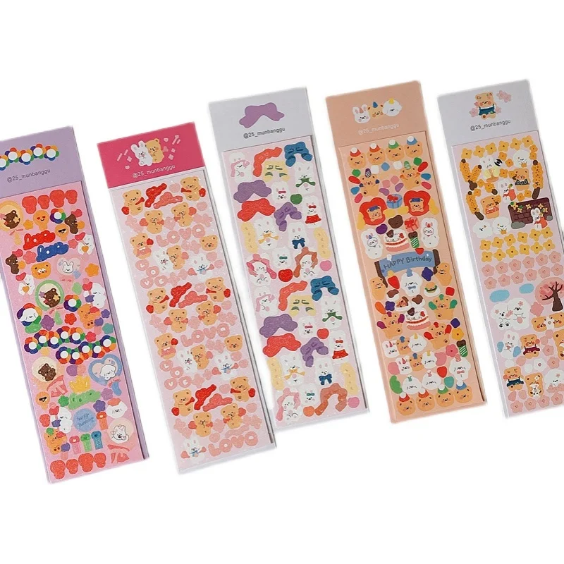 1Pc Ins Hot Kawaii Bear Bunny Stickers Scrapbooking Decorative Cute Sticker Korean DIY Diary Album Stick Label School Stationery