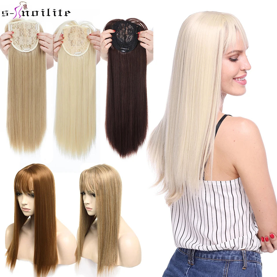 Hair-Pieces Bangs Clip-In SNOILITE Straight 17inch Synthetic Long Women with High-Temperature-Fiber