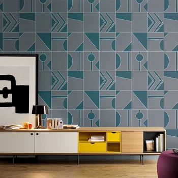 

New Nordic Geometry Plaid Wallpaper Modern Fashion Nonwoven Fabric Living Room Bedroom Blue Wall Papers Home Decor