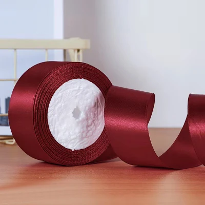 Красочная лента DIY ручной работы из розового материала коробка для торта и конфет украшения на подарочную коробку 4 см шириной 22 м/рулон - Цвет: Red wine 1 roll