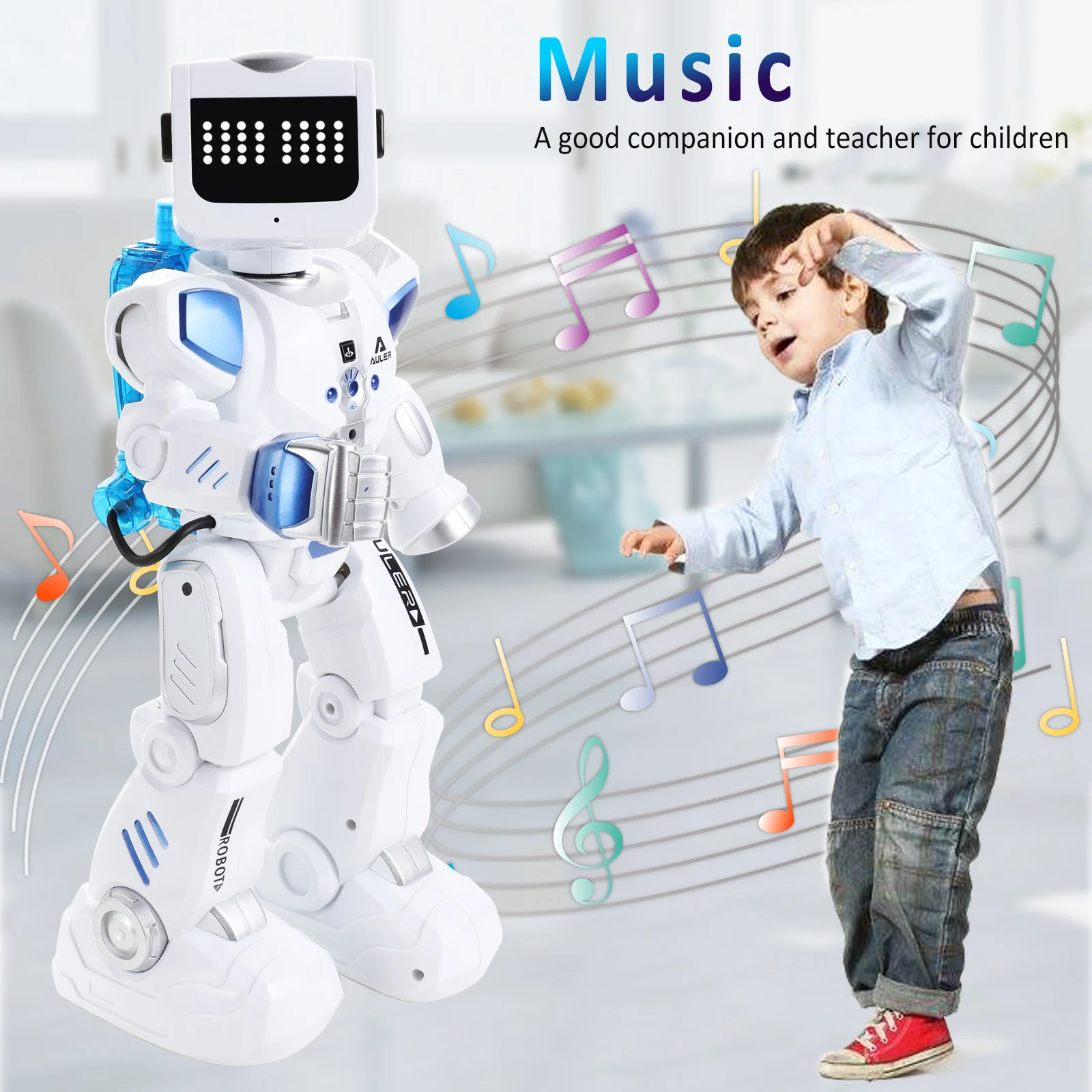 Battle Dancing RC Robot with English Music Intelligent Action Figures Sense Remote Control Toys for Kids Boys Gift Smart Robot