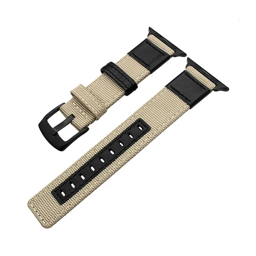 light brown Нейлон+ кожаный ремешок для apple watch 3/2/1 42 мм/38 мм Наручные Классические прочная ткань металлической пряжкой браслет ремешок для часов - Цвет ремешка: light brown