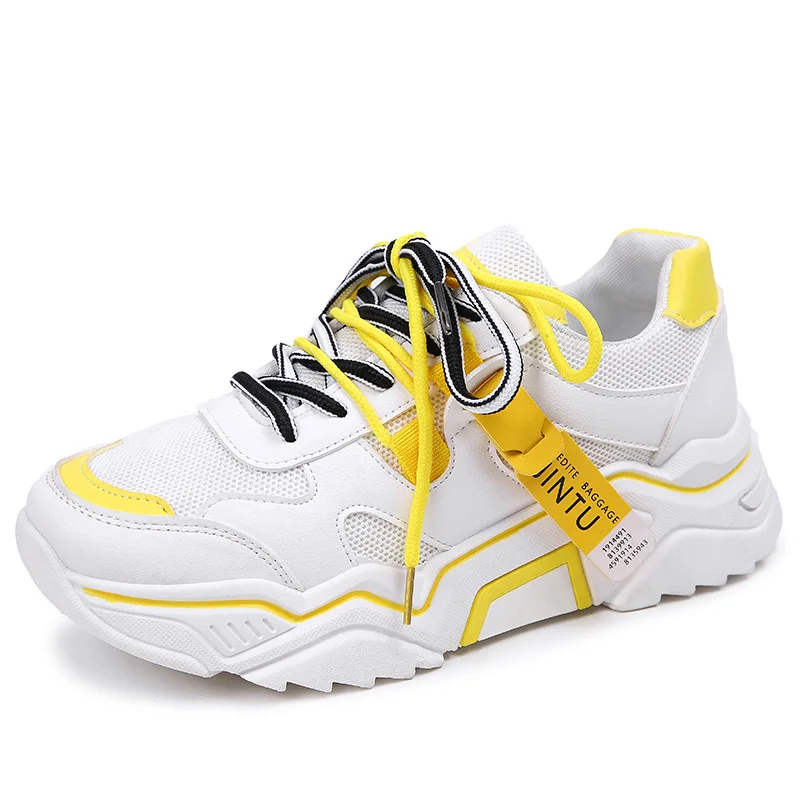 

Shoes Women Sneakers 2019 Autumn New Popular Korean Fashion Mesh Breathable Thick Bottom Lace Up Sports Casual Shoes Ladies