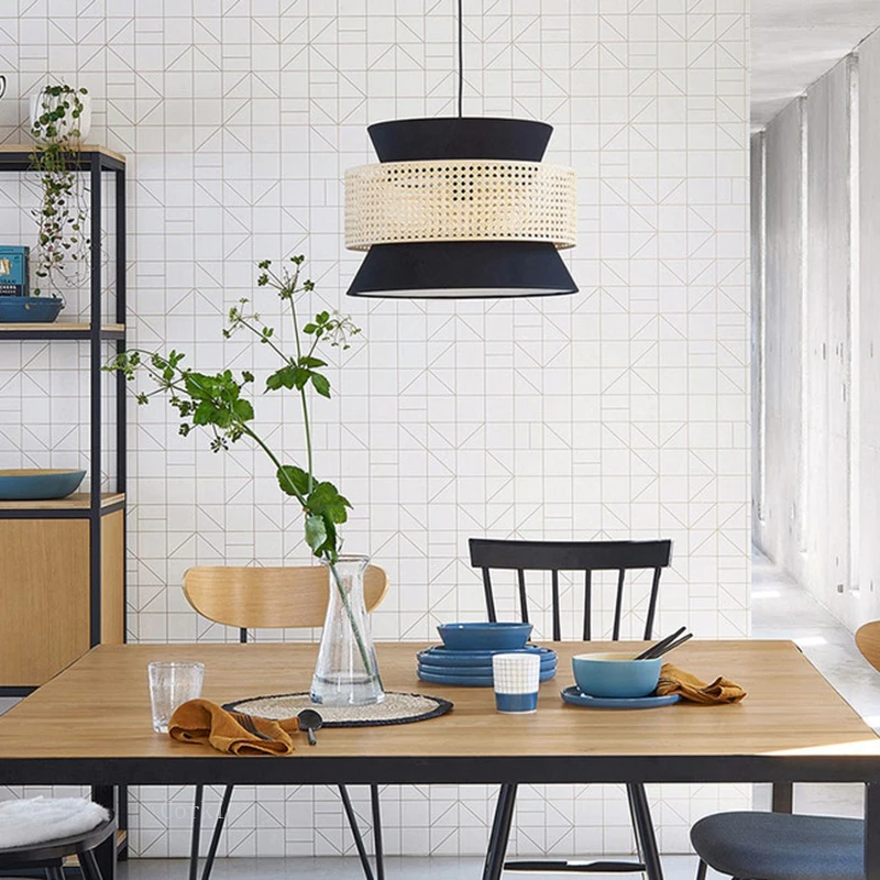 Japanese Fabric Rattan Pendant Lights 