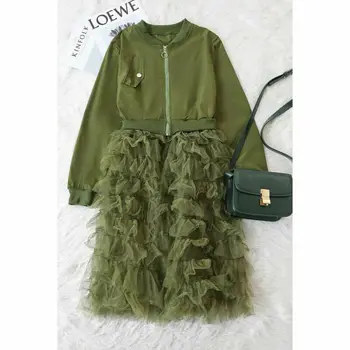 

Women's Ladies Autumn Blouse Long Sleeve Zip Ruffled Mesh Sheer Coat Jacket Top