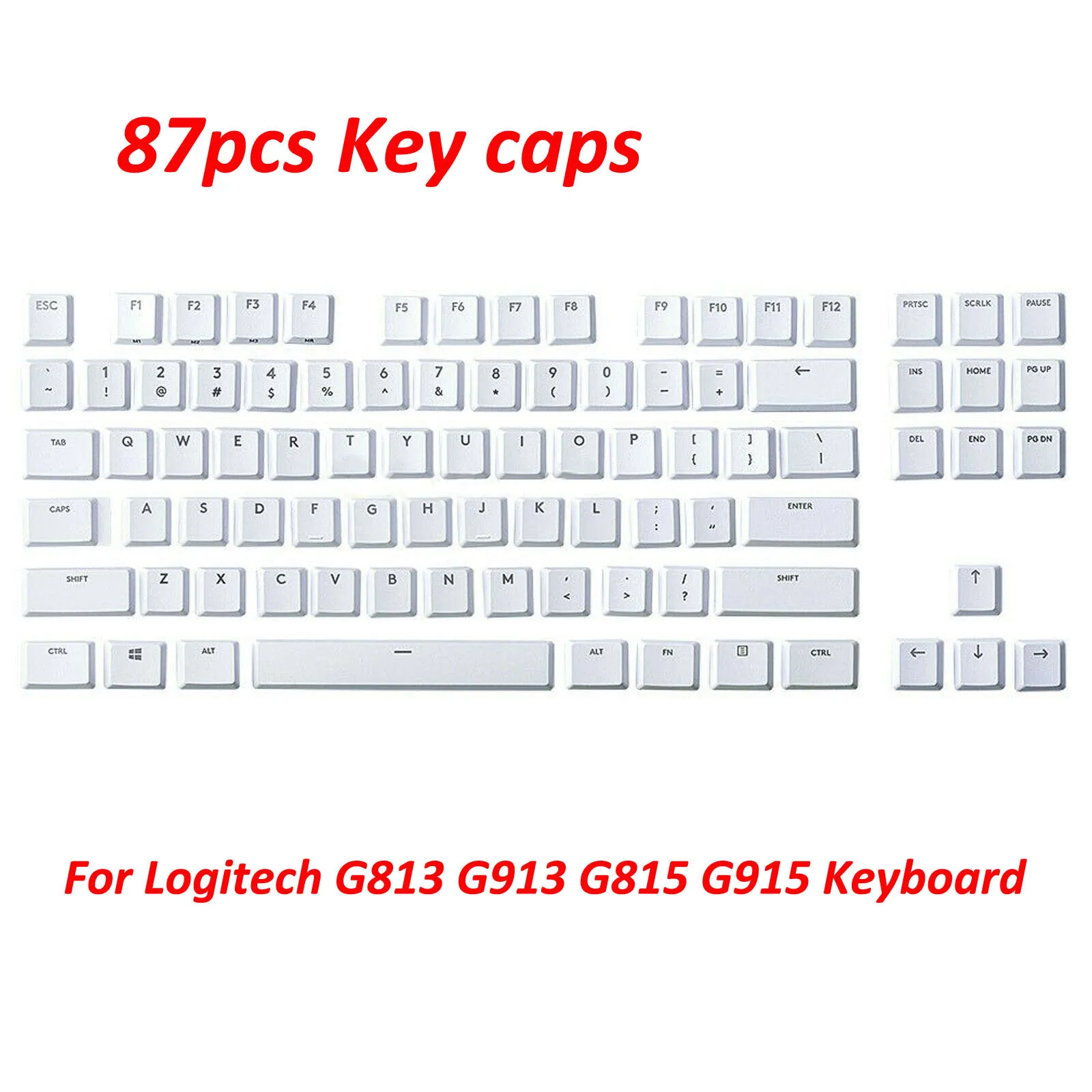 Полный набор клавиш G915 TKL 87 белых колпачков для клавиатуры Logitech G813 G913 G815 |