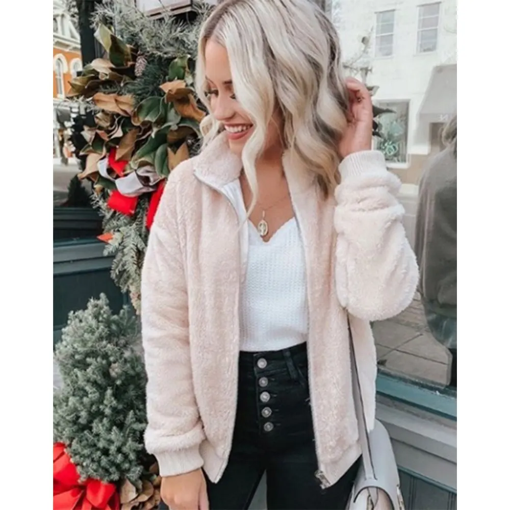 

LASPERAL Women Autumn Winter Jacket Coat Faux Fur Coat Fake Fleece Jacket Fluffy Jackets Overcoat Casual Plus Size Outwear 2019