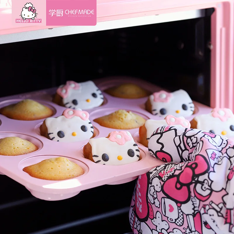 

CHEFMADE Hello Kitty Creative Cartoon Cute 12 Connected Cake Baking Mold Not sticky Hurricane Sponge Cake Bread Baking moulds