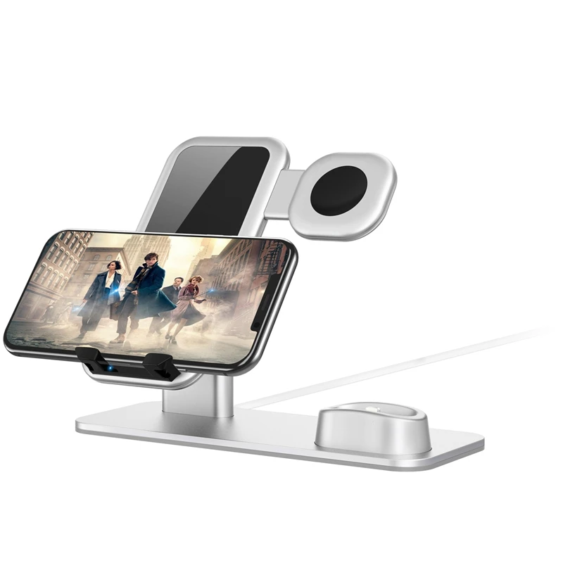3 в 1 Подставка для зарядки совместим с наручных часов IWatch серии 5/4/3/2/1 airPods и IPhone 11/Xs/X Max/XR/IPhone X/8/8 Plus/7/7 Plus/6 S/6 S Plus