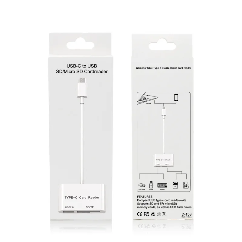 3 в 1 USB кард-ридер адаптер type C кабель SD/Micro SD TF подключение камеры смарт-карта памяти для Macbook Pro type-C порт
