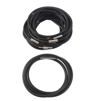 

1Pcs m Cord in Rubber Black Necklace with Clasp in Steel Stainless - 16 Inch & 10Pcs Black Rubber Lace Choker Necklace