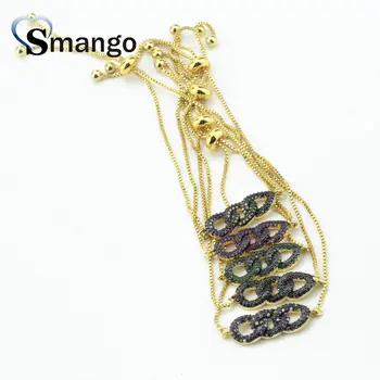 

Wholesale 5colors Copper Micro Pave CZ Circle Shape Charm Bracelet In Gold Colors Top Quality Plating of 10 or 5 Pcs,B0086