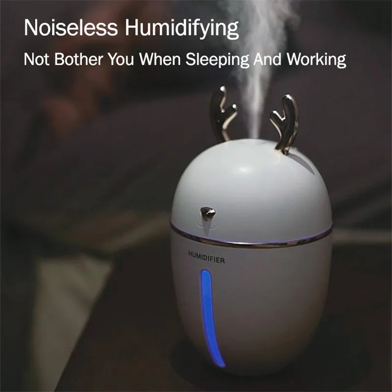 450ML Cute Deer USB Air Humidifier Oil Essential Diffuser For Home LED Night Light Mist Maker Aromatherapy Himidifiers Gifts