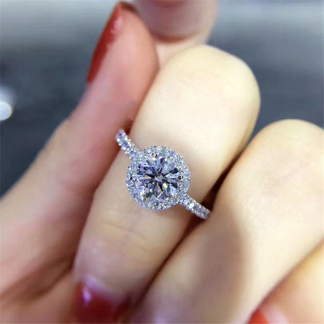 Diamond Rings For Women Zircon Charms Bridal White Gold Engagement Promise Ring Trendy Korean Marriage Jewelry Wholesale