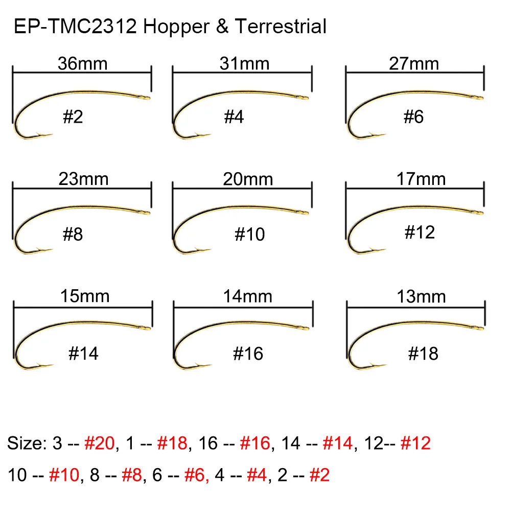 100 шт. Eupheng EP-TMC2312 рыболовный крючок для сухих мух, бронзовые Крючки для мух, рыболовные крючки для каменных мух - Цвет: EP-TMC2312 Hopper