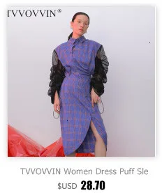 TVVOVVIN, женское платье, с пышными рукавами, в стиле пэчворк, на завязках, платье в клетку, разные цвета, необычные женские платья, 2019X304