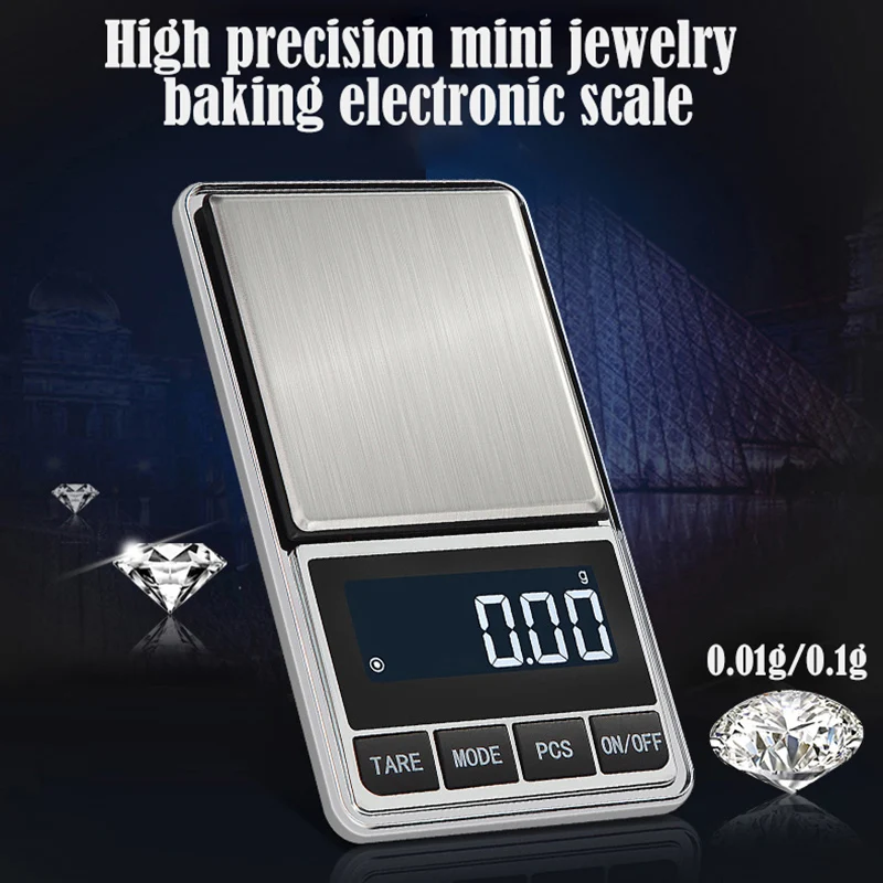 100g/200g/300/500g 0,01 г весы для драгоценных камней, выполненные из электронный цифровой высокоточный Портативный весит весы Баланс Вес ЖК-дисплей дисплей