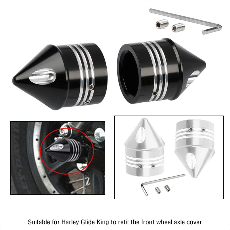 

1 Pair 29MM Motorcycle Front Axle Nut Cover Cap For Harley Softail Dyna V-Rod Touring Trike Silver / Black Motorcycle Styling