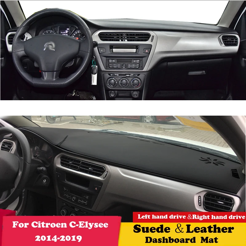 

Кожаный коврик для Citroen C-Elysee 2014 2016-2019 C Elysee, коврик для приборной панели, коврик для приборной панели, коврик, ковер, аксессуары для автостайлинга, замша