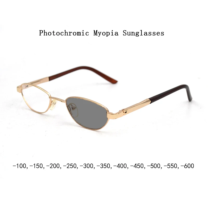 

Intelligent Photochromic Myopia Sunglasses Women Cat Eye Metal Small Frame Nearsighted Glasses Men Shortsighted Eyeglasses L3