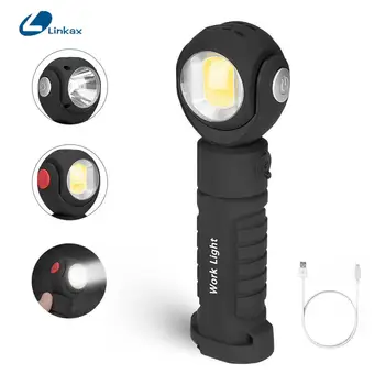 

Linkax Mini LED Flashlight Round Head Focusable Dimmable Red/white Light Work Light Bulb Waterproof 7 Modes COB XPE Flashlight