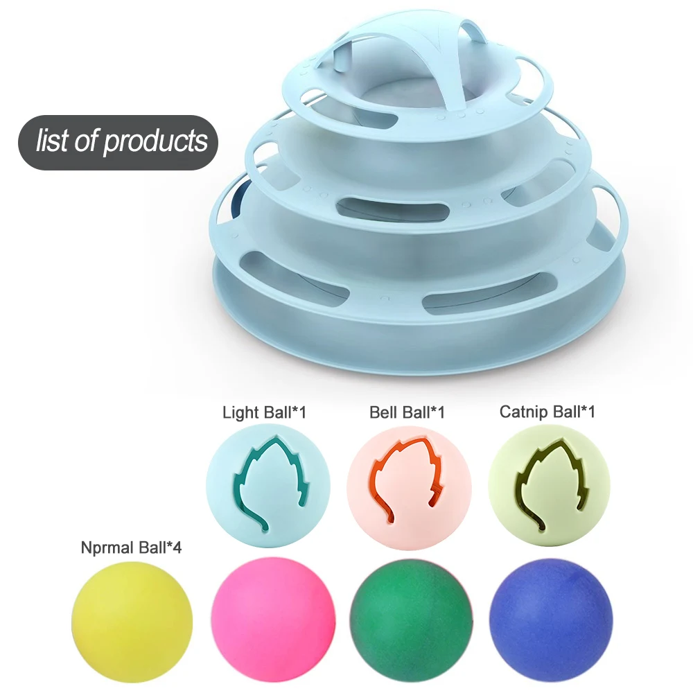 

Tower Tracks Disc Cat Intelligence Amusement Triple Pay Disc Cat Toys Ball Training Amusement Plate Three Levels Pet Cat Toy