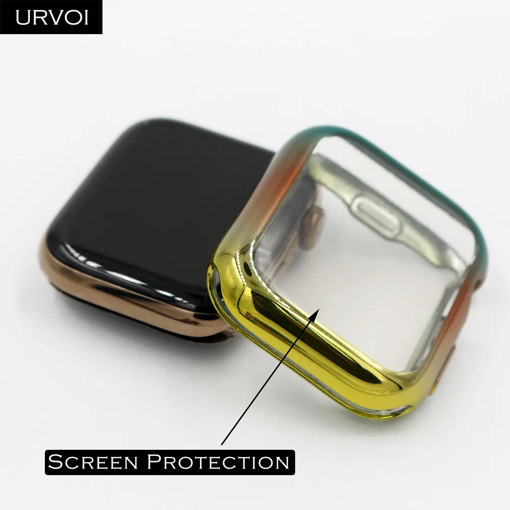 Чехол бампер URVOI для Apple Watch series 5 4 3 2 мягкий ТПУ чехол с передней пленкой iWatch защита