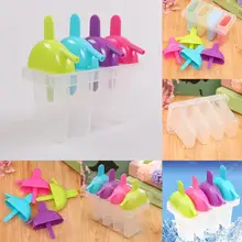 4 полости льда прессформы Пластик формочка для мороженого с барабанные палочки Diy полезно льдогенератор кухонный, крем летние эскимо аксессуары D5B6