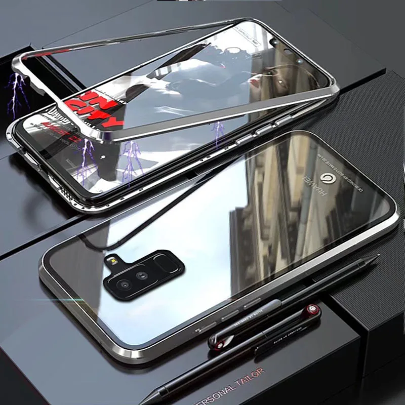 Чехол Coque для samsung galaxy A6 Plus A6Plus Магнитная Рамка Жесткий металлический бампер односторонняя задняя крышка для телефона