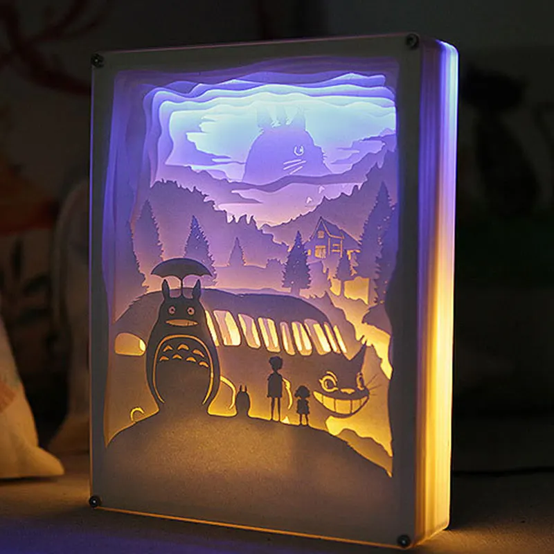 3D Тоторо Рисунок светодиодный ночной Светильник для детский Набор для творчества ручная работа Бумага Скульптура светодиодный ночной Светильник USB Бумага вырезать резьба светильник Рождественский подарок