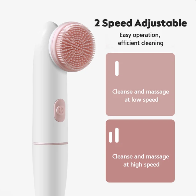 2 In 1 Electric Facial Cleansing Brush Silicone Rotating Face Brush Deep Cleaning Skin Exfoliation Waterproof Facial Massager 2