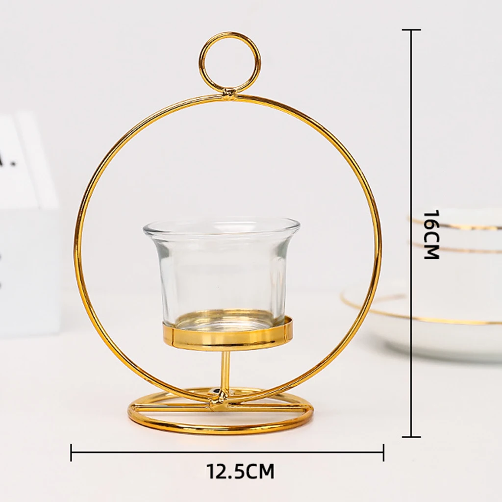 Iron Art Golden Candle Holder Wrought Hollow Candlestick Iron Lantern for Party Home Table Decoration
