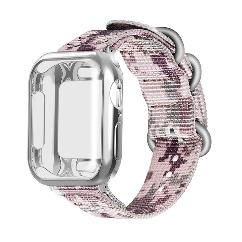 Нейлоновый спортивный ремешок+ чехол для apple watch 5, 4, 3, 2, 1 серия 42 мм, 44 мм, ремешок для Iwatch 38 мм, 40 мм, чехол для наручного браслета, аксессуары - Цвет ремешка: Desert