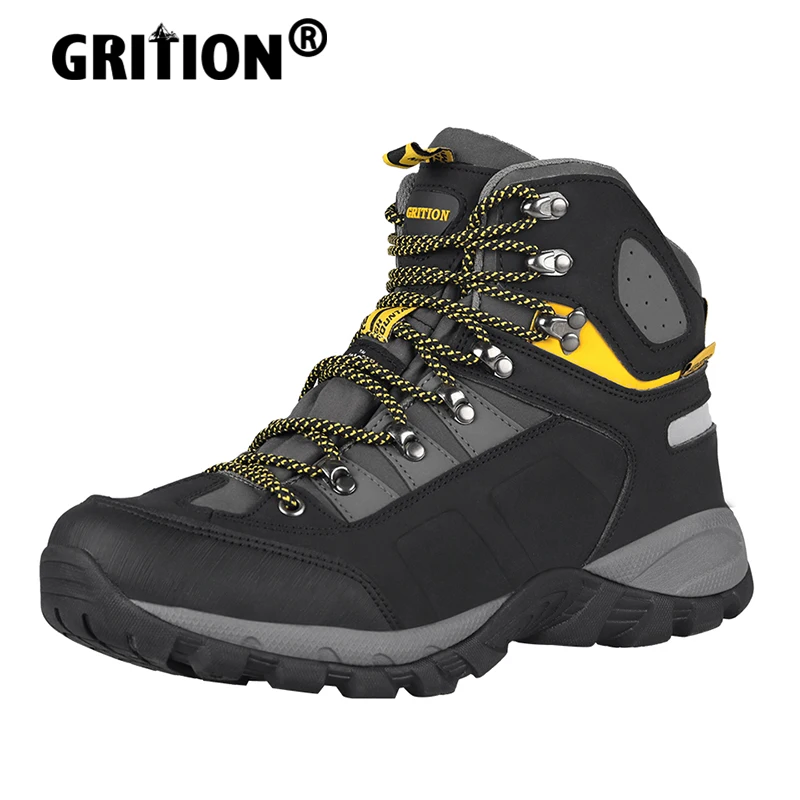 GRITION Men Waterproof Hiking Boots High Top Walking Winter Work Mountain Sport Shoes Soft Shell Trekking Outdoor Ankle 2020 New