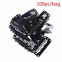 100 шт. заколки для наращивания волос черные зажимы для париков из нержавеющей стали расчески защелкивающиеся зажимы 32 мм DIY 6 зубцов оснастки Combair расширение 4 цвета