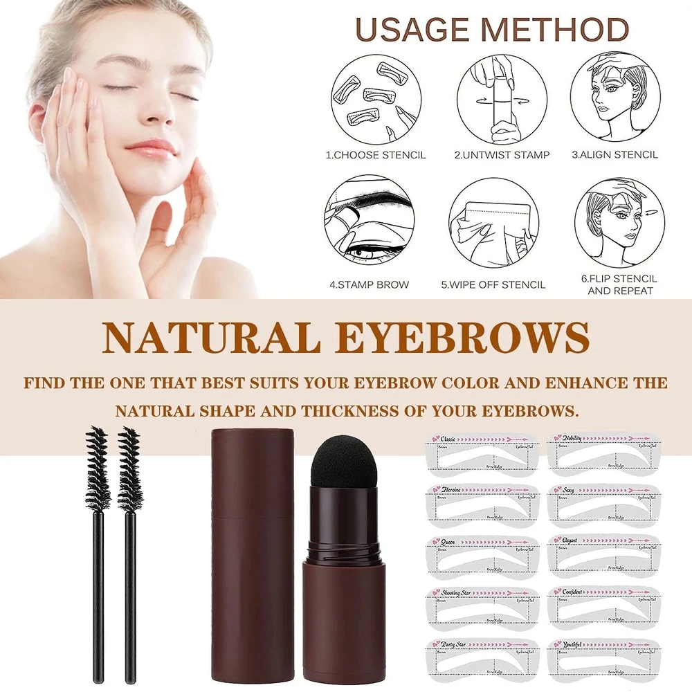 Passo Sobrancelha Stamp Shaping Kit à Prova Impermeável Água Longa Duração Sobrancelha Vara Linha de Cabelo Natural Maquiagem Sobrancelha Stencils Escova um 14 Cheap Realç. sobranc.