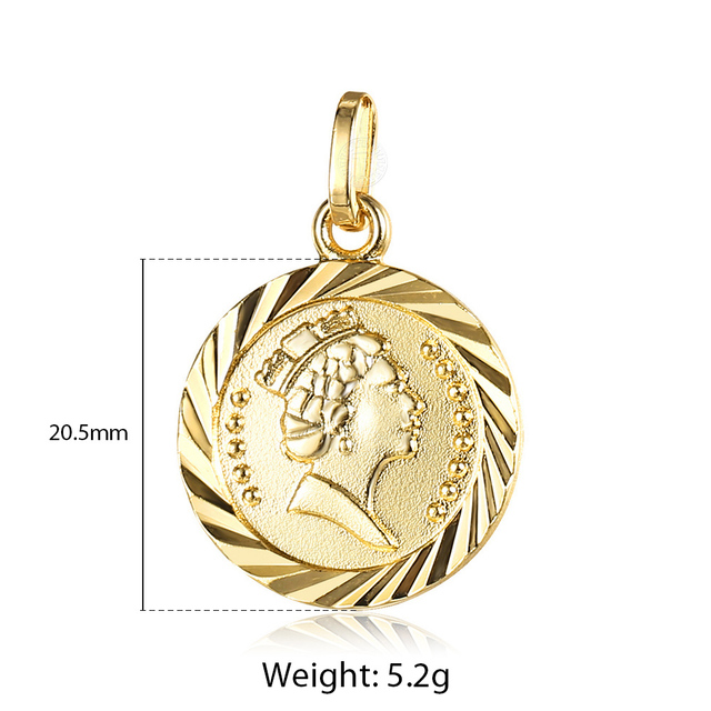 New Gold Color Pendant Necklace for Women Men  Jesus Cross Queen Elizabeth Portrait Charm Fashion Jewelry Accessories GPM01