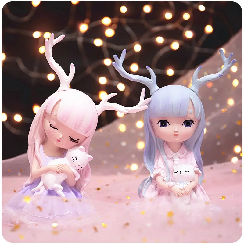 Cake Decoration Dreamy Ghost Antler Cat Girl Creative Gift Home Ornament | Дом и сад