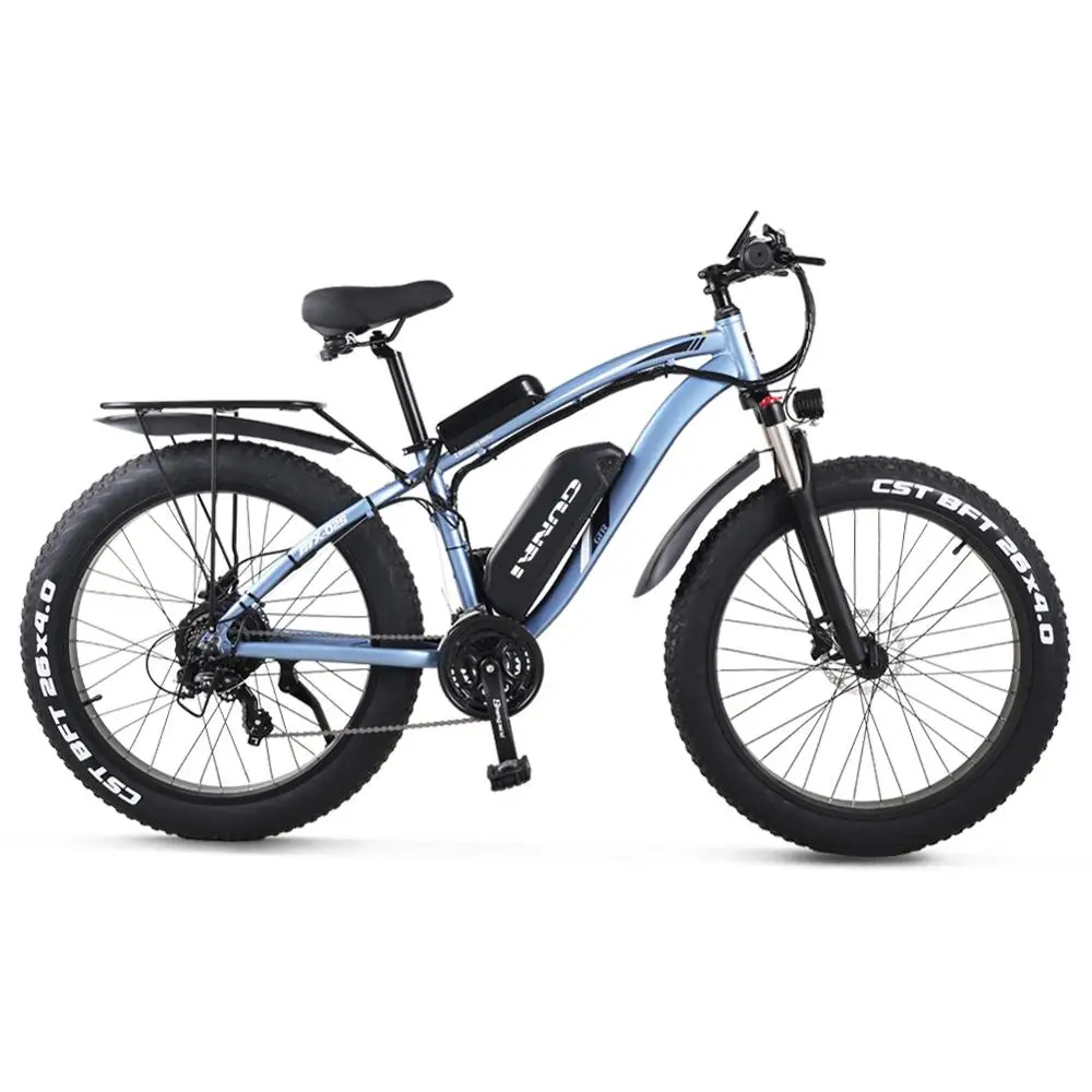 GUNAI Electric Off-road Bikes Fat Bike 26” 4.0 Tire E-Bike BAFANG 1000w 48V Electric Mountain Bike with Rear Seat