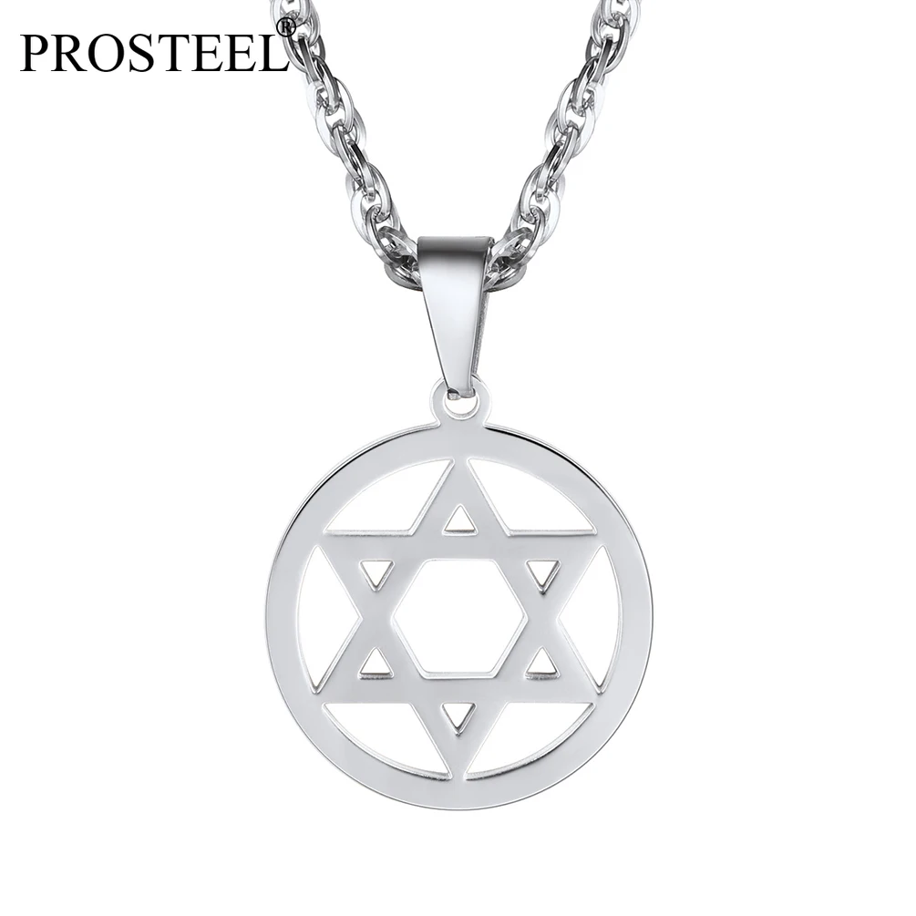 PROSTEEL Star of David Necklace Circle 