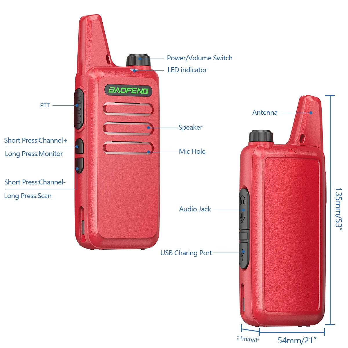 1/2/4/6 Mini Walkie Talkie BF-T20 5W Child Kids CB Radio Transceiver Clear Signal UHF Talki BF-888S Ham Radio Station