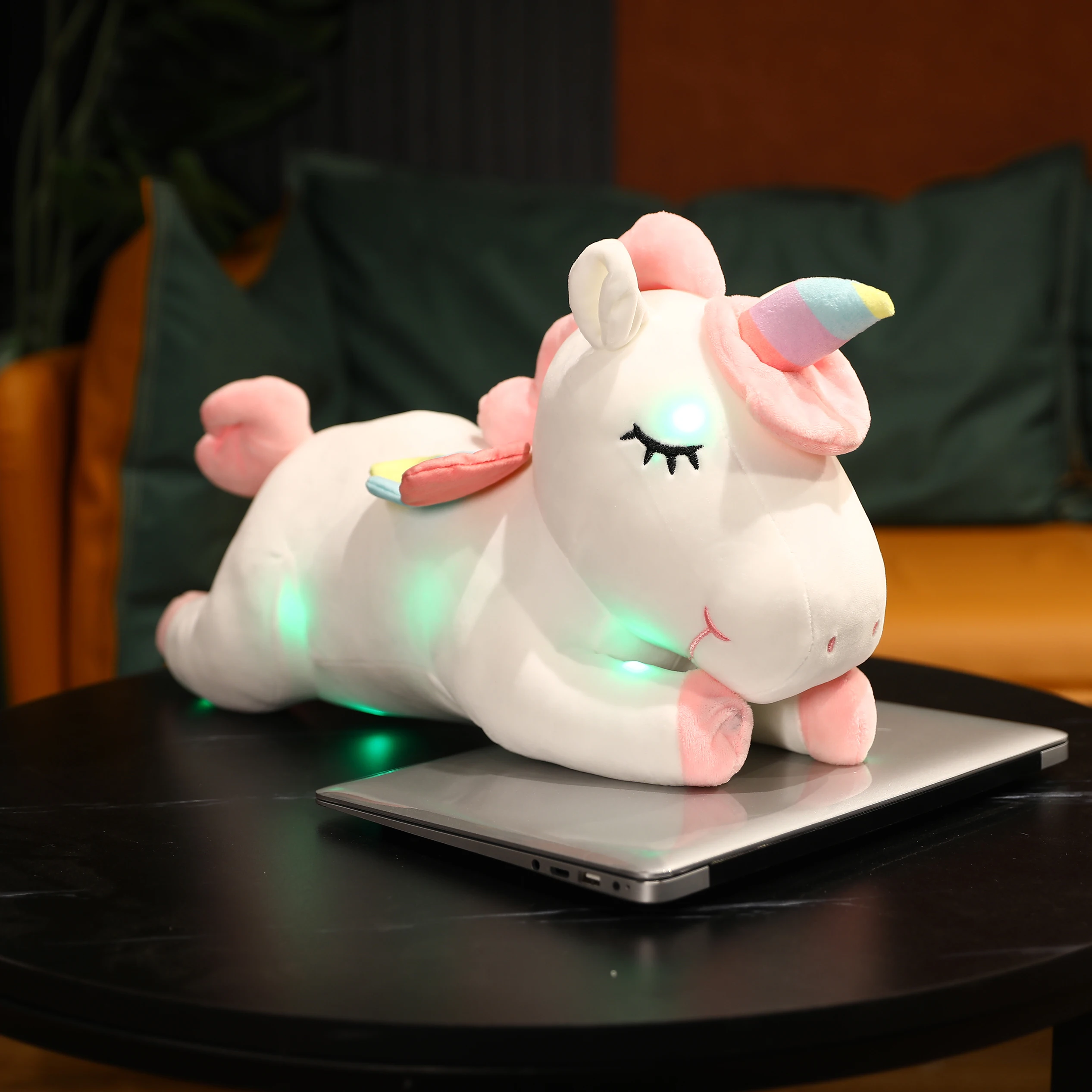 50CM lindo brillante luz LED unicornio juguetes de peluche encantador Animal luminoso unicornio almohada muñecos de peluche para niños regalos de navidad