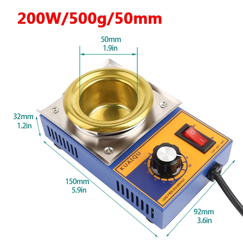 electric soldering irons KUAIQU 220V 300W Solder Pot Tin Melting Furnace Adjustable Thermoregulation Soldering Desoldering Bath 200℃-480 ℃ 37/50/80/100mm gas welding equipment Welding Equipment