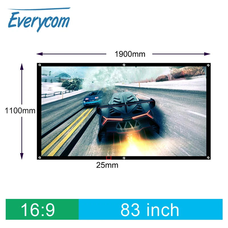  Everycom 83inch 16:9 3D HD Wall Mounted Projection Screen Canvas For Home theater Bar Club DiscoTra - 32932412470