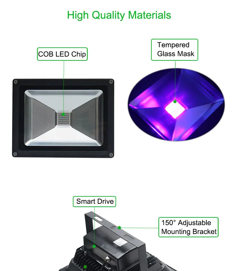 УФ светодиодный прожектор 20 Вт высокой мощности Ультрафиолетовый Обнаружение прожектор IP66-Waterproof переключатель пассивного инфракрасного датчика черный свет вечерние неоновая подсветка